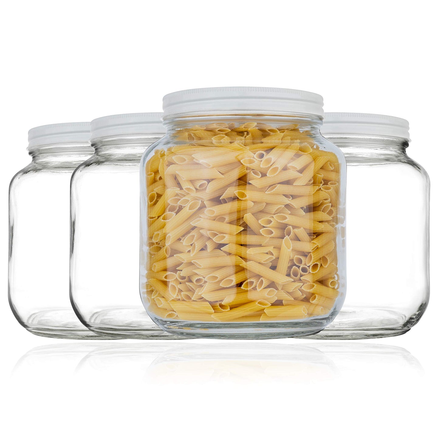 Kitchentoolz 64 oz Glass Mason Jars with Airtight Metal Lids (6 Pack)