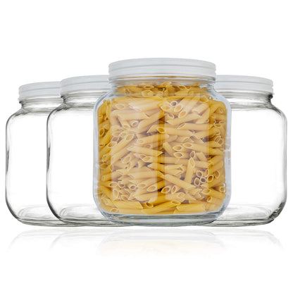 Kitchentoolz 64 oz Glass Mason Jars with Airtight Metal Lids (6 Pack)