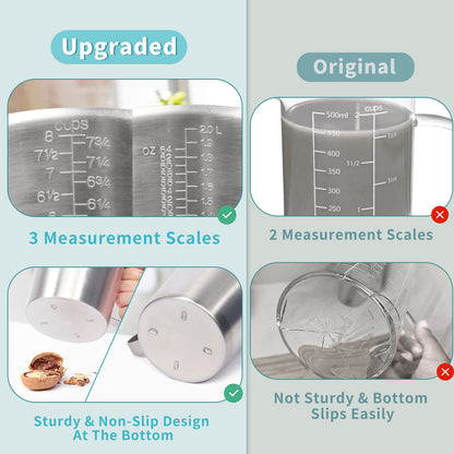 Newness Stainless Steel Measuring Cup with Triple Measurement Scales