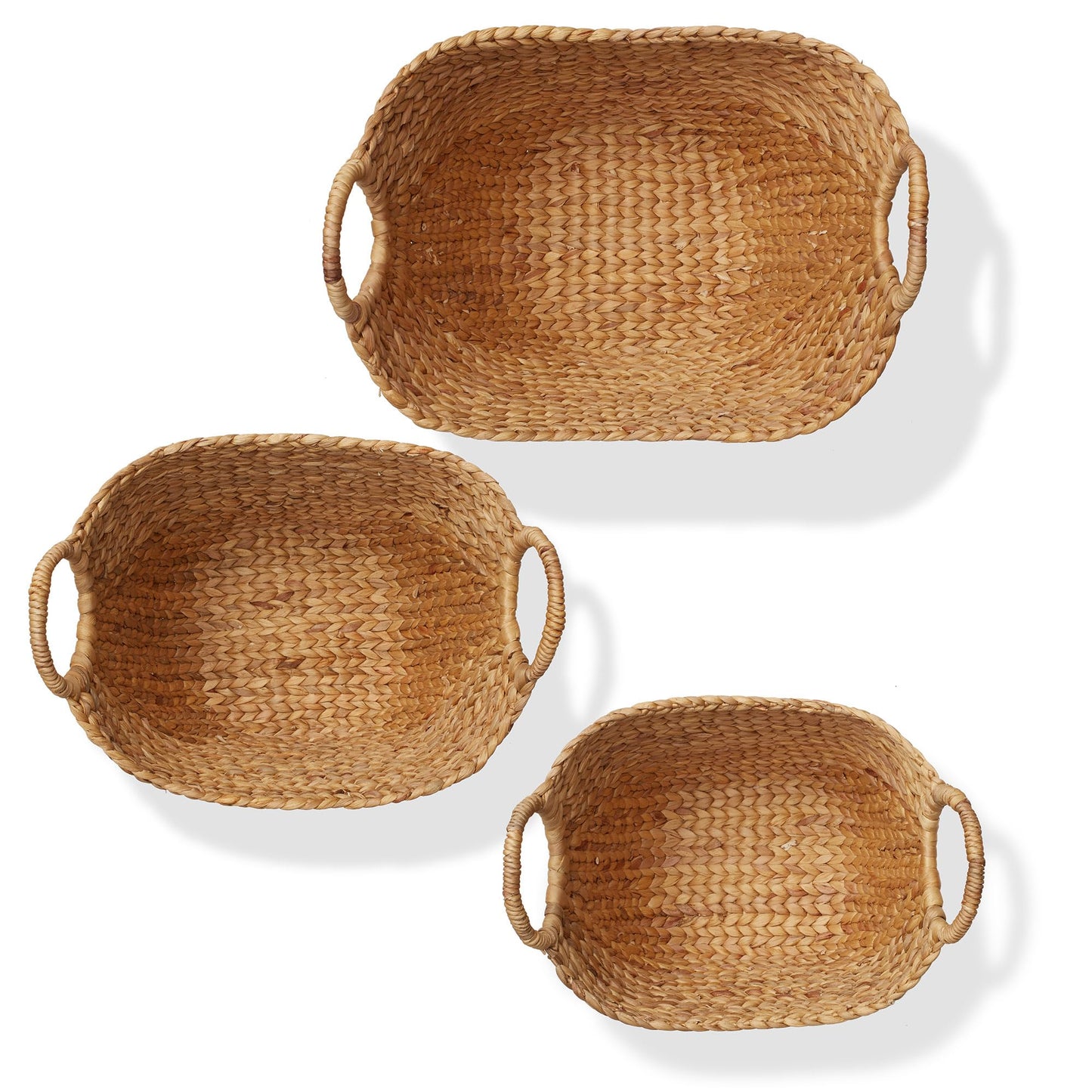 Casafield Set of 3 Sustainable Woven Water Hyacinth Boat Baskets