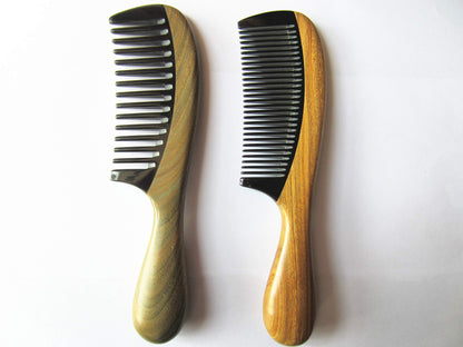 Myhsmooth Horn & Sandalwood Comb | TRUE Shift Toxin‑Free Grooming Tool