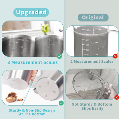Newness Stainless Steel Measuring Cup with Triple Measurement Scales