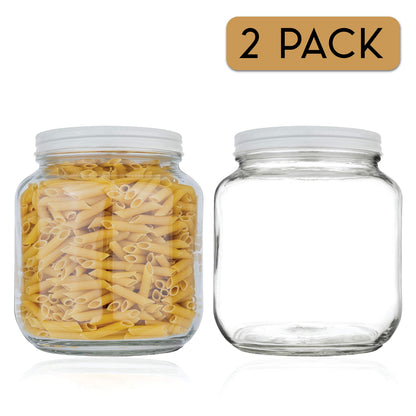 Kitchentoolz 64 oz Glass Mason Jars with Airtight Metal Lids (6 Pack)