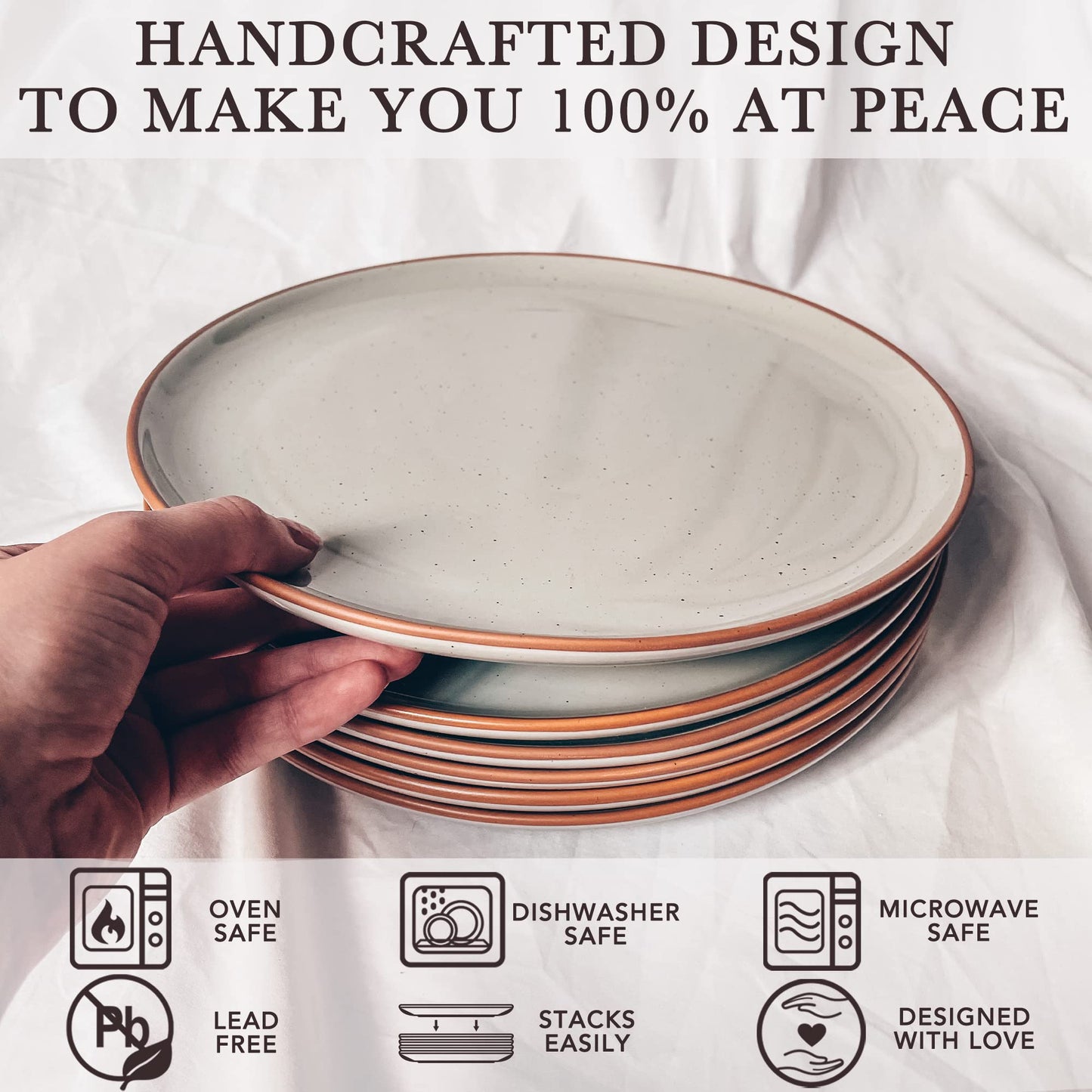 Mora Artisan Matte Ceramic Dinner Plates, Set of 6 (10 inch)
