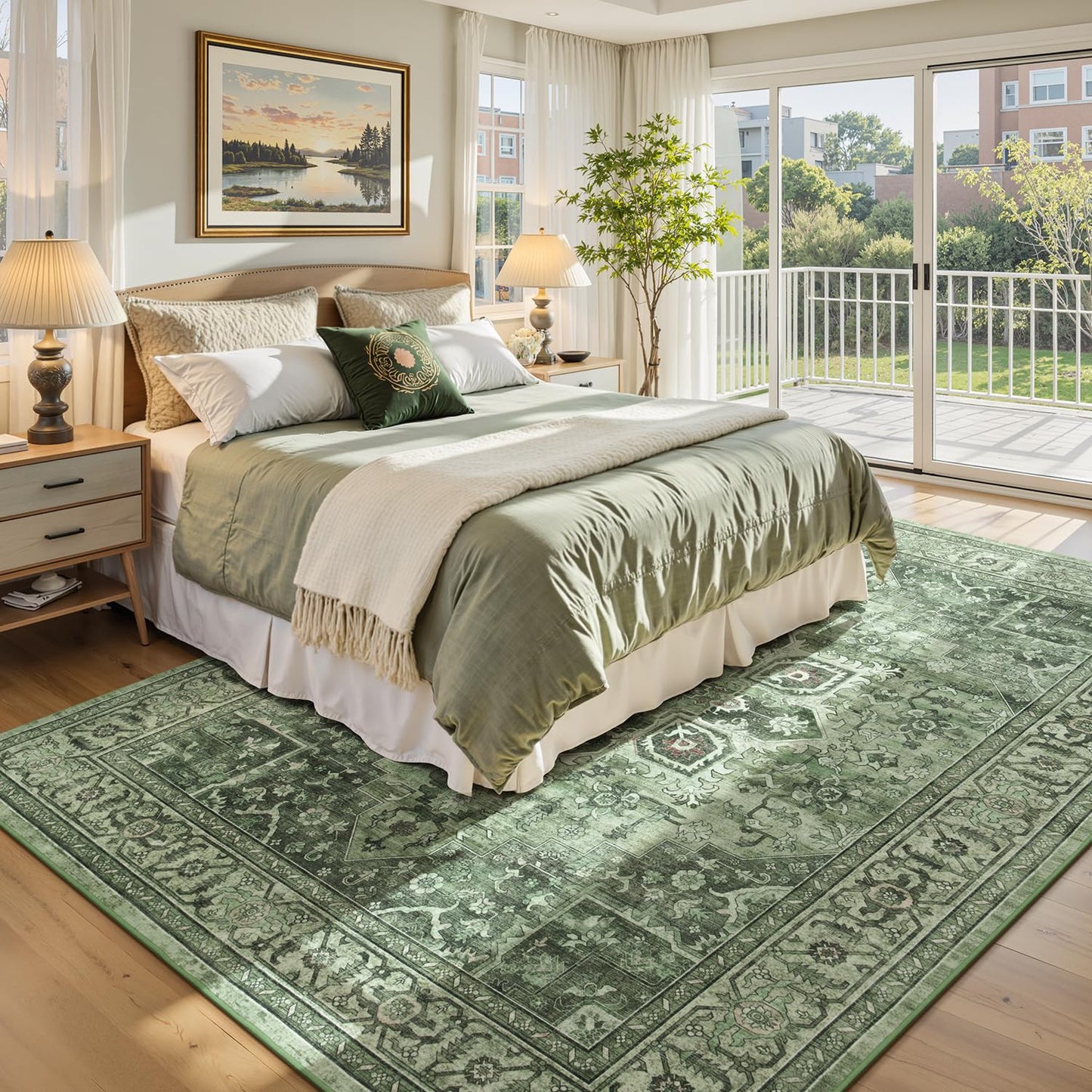 Vibrug Coastal Medallion OEKO-TEX Certified Washable Area Rug