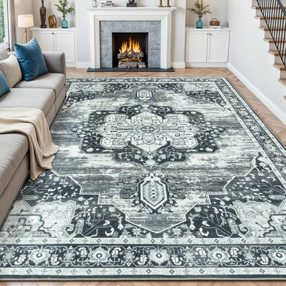 Vibrug Coastal Medallion OEKO-TEX Certified Washable Area Rug