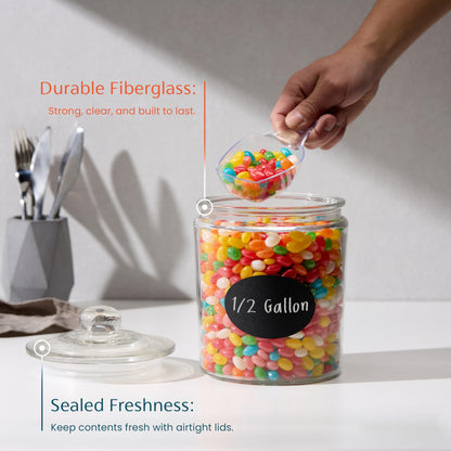 KooK 1/2 Gallon Glass Storage Containers with Airtight Lids (Set of 2)