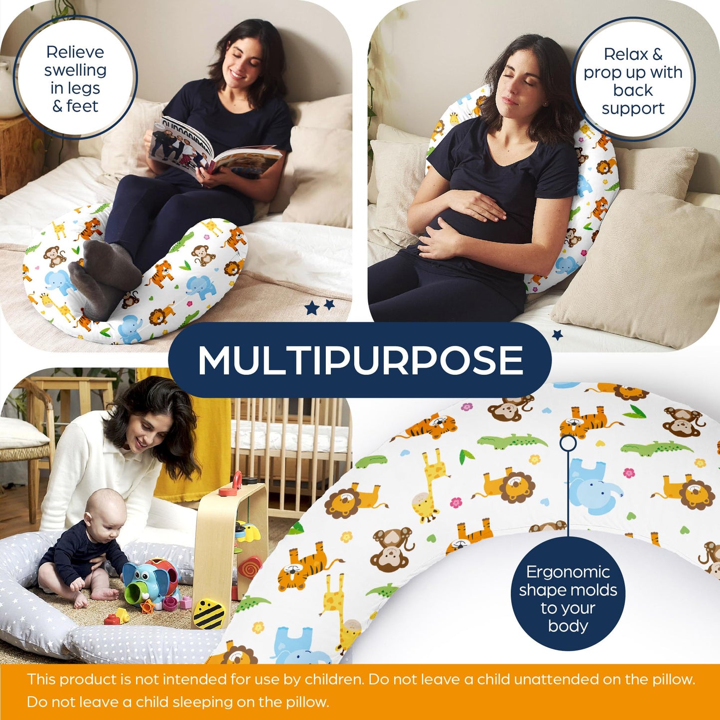 Niimo XXL 100% Cotton Pregnancy & Breastfeeding Support Pillow