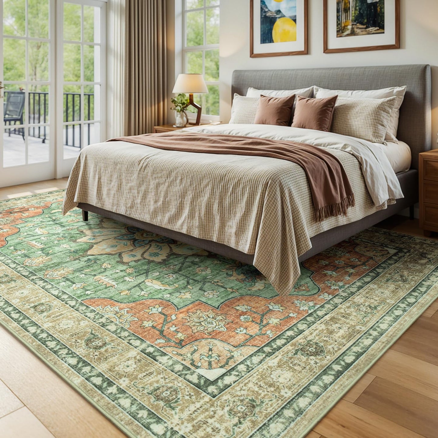 Vibrug Coastal Medallion OEKO-TEX Certified Washable Area Rug