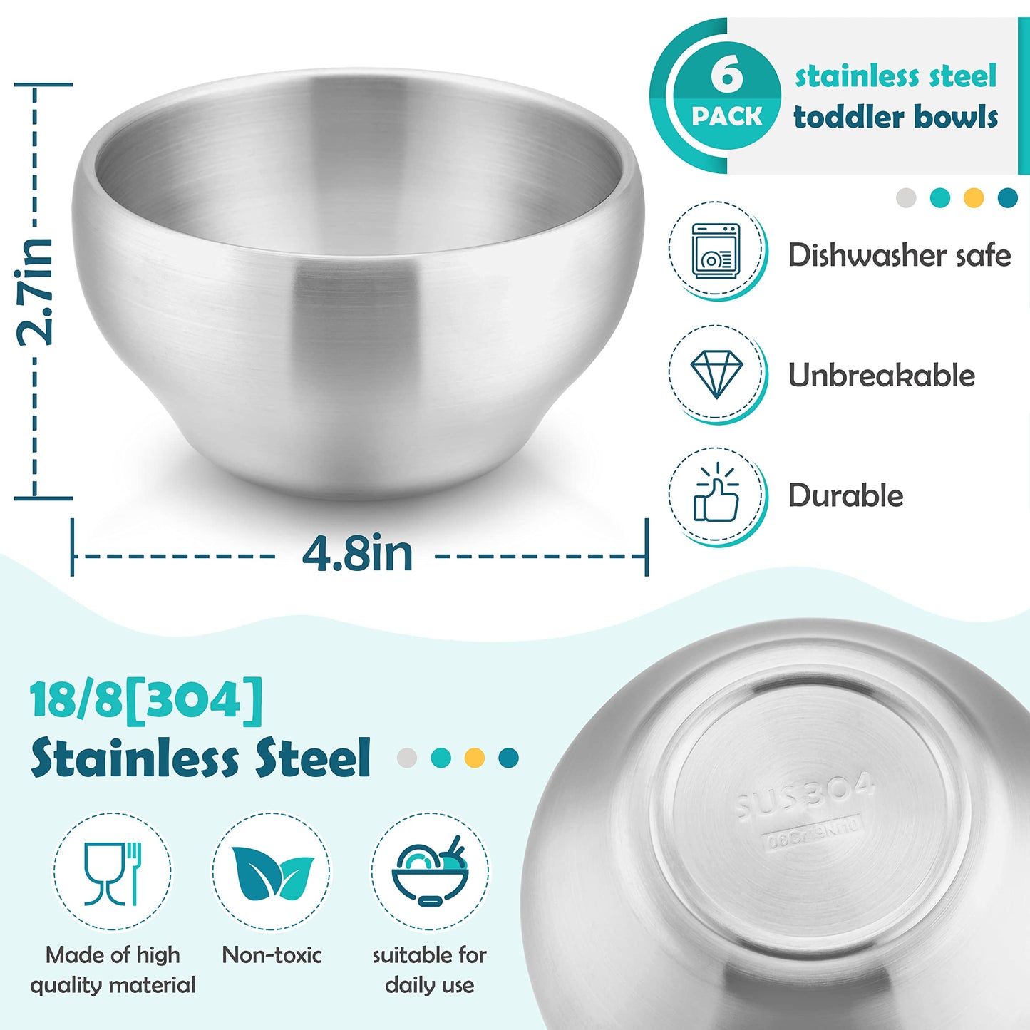 HaWare Stainless Steel Bowls: 18/8 Double-Walled Purity