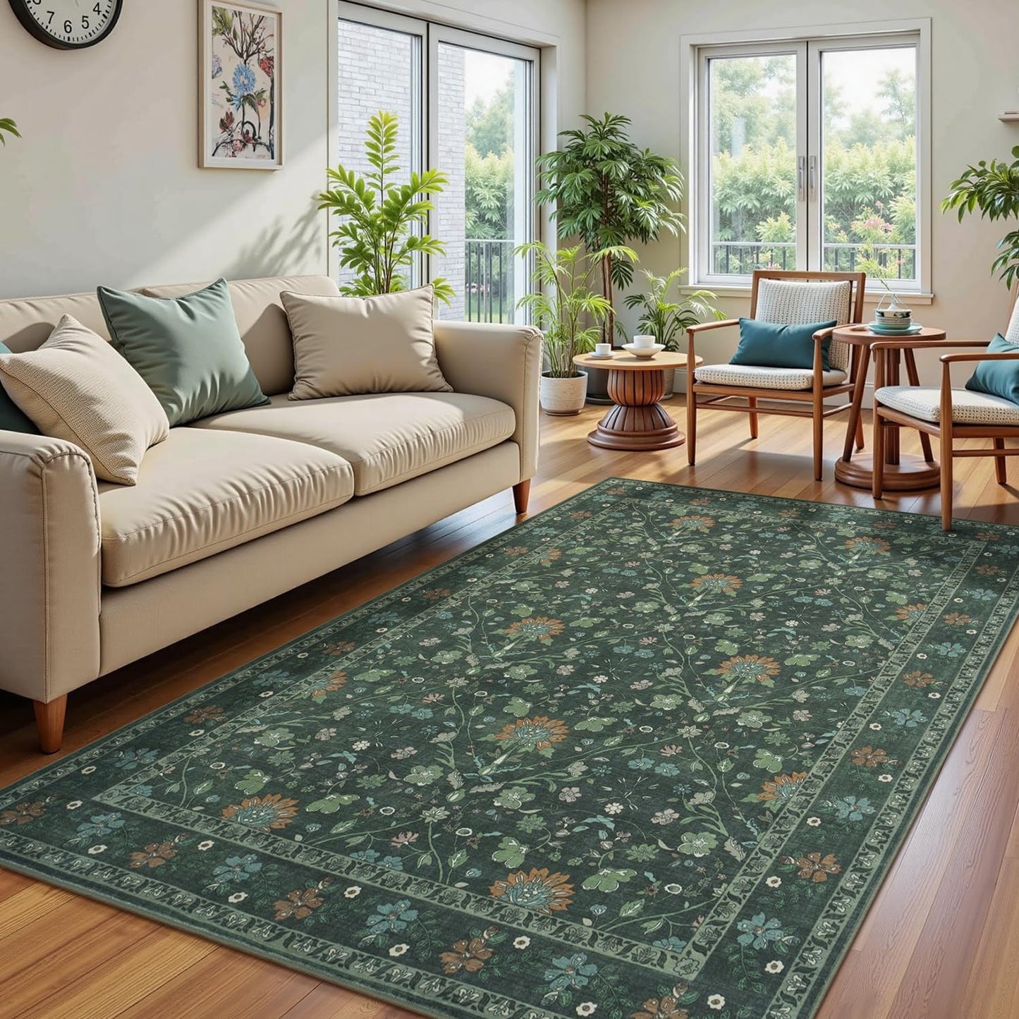 Vibrug Coastal Medallion OEKO-TEX Certified Washable Area Rug