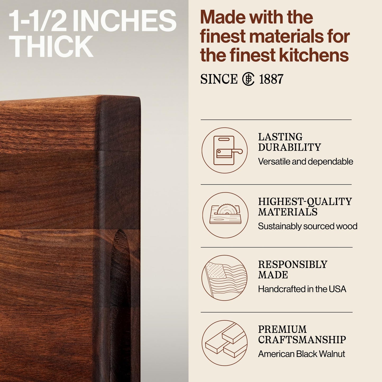 John Boos R-Board Series Maple Cutting Board (24”x18”x1.5”)