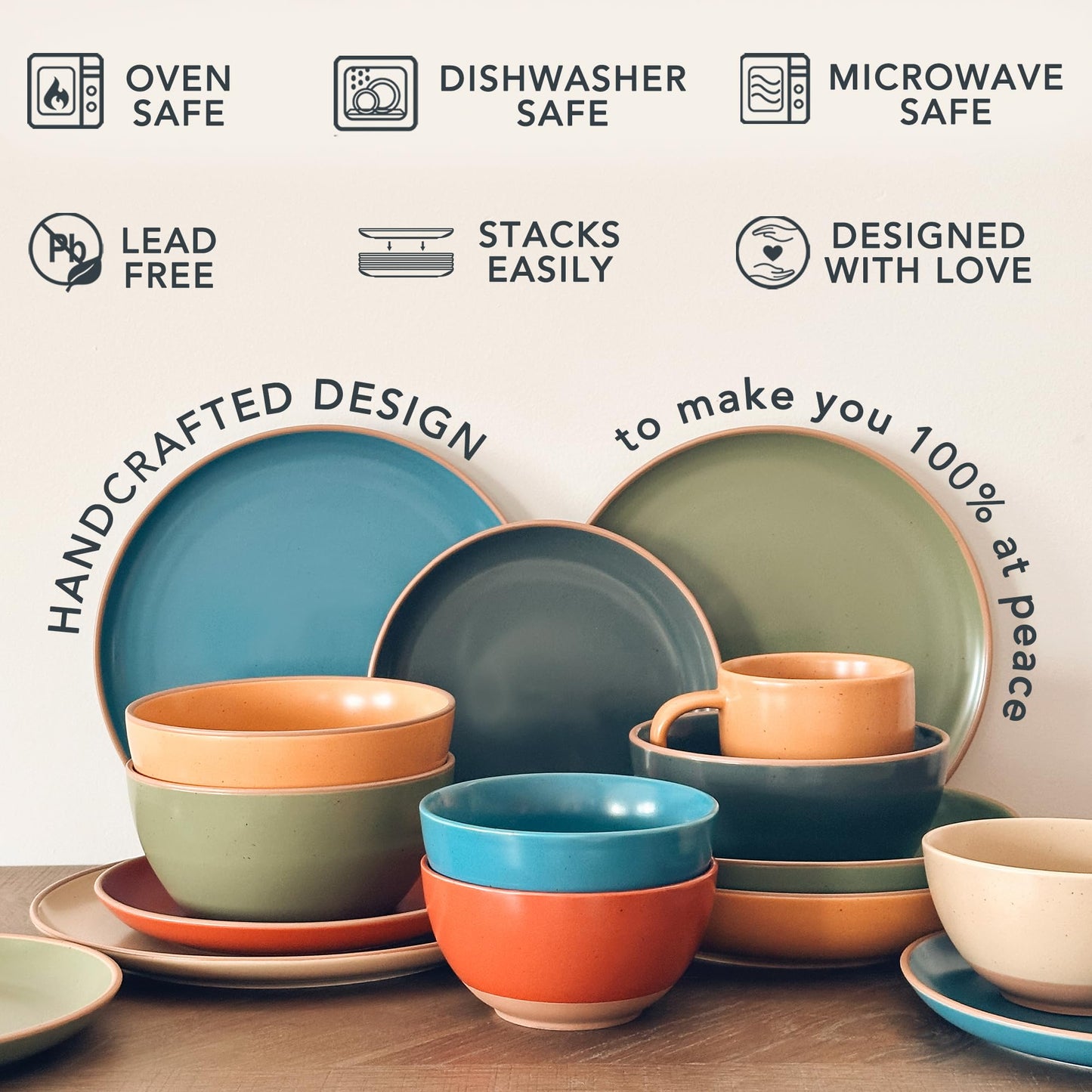 Mora Artisan Matte Ceramic Dinner Plates, Set of 6 (10 inch)