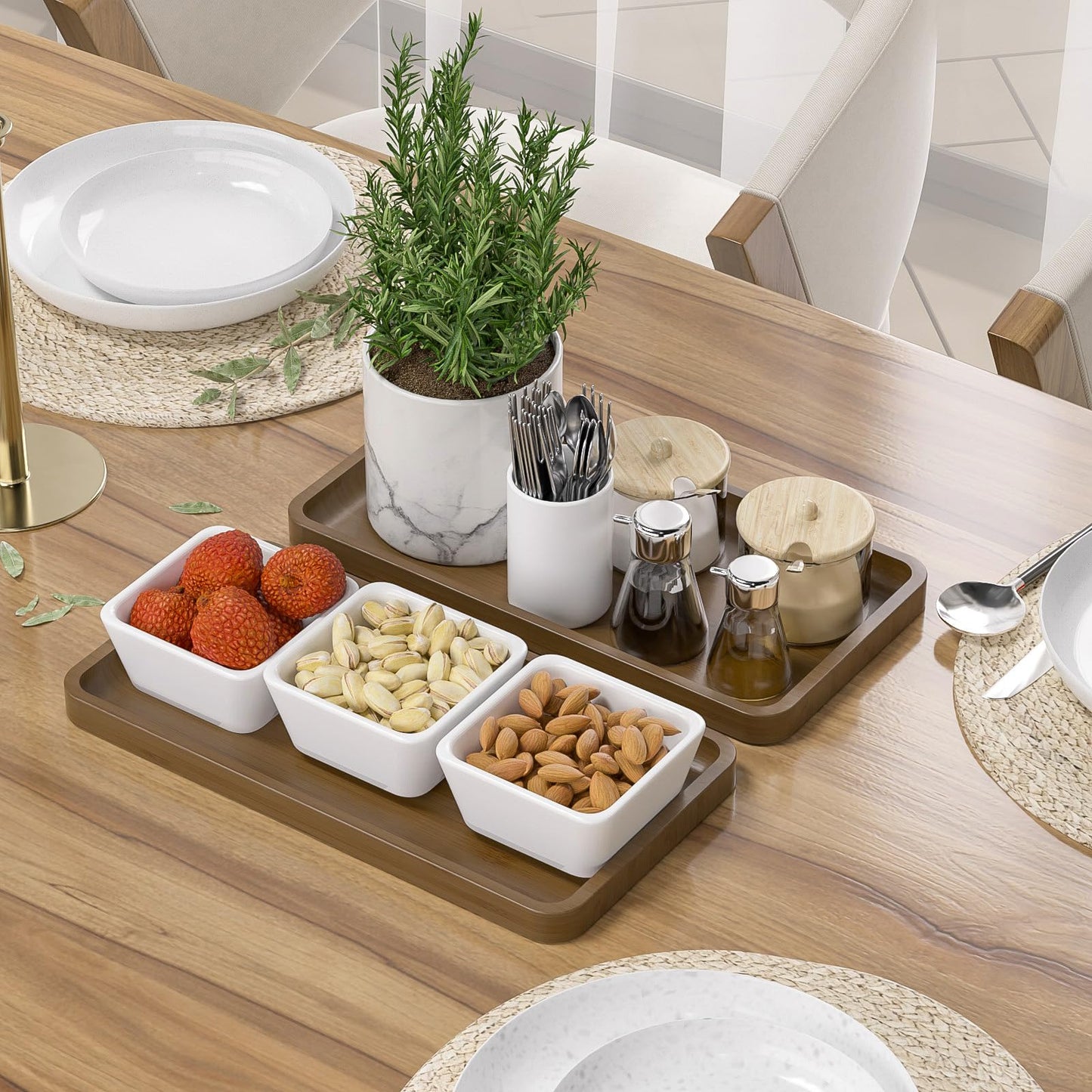 Sustainable Bamboo Bathroom Vanity Tray: Sleek Countertop Organizer