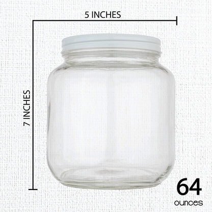 Kitchentoolz 64 oz Glass Mason Jars with Airtight Metal Lids (6 Pack)