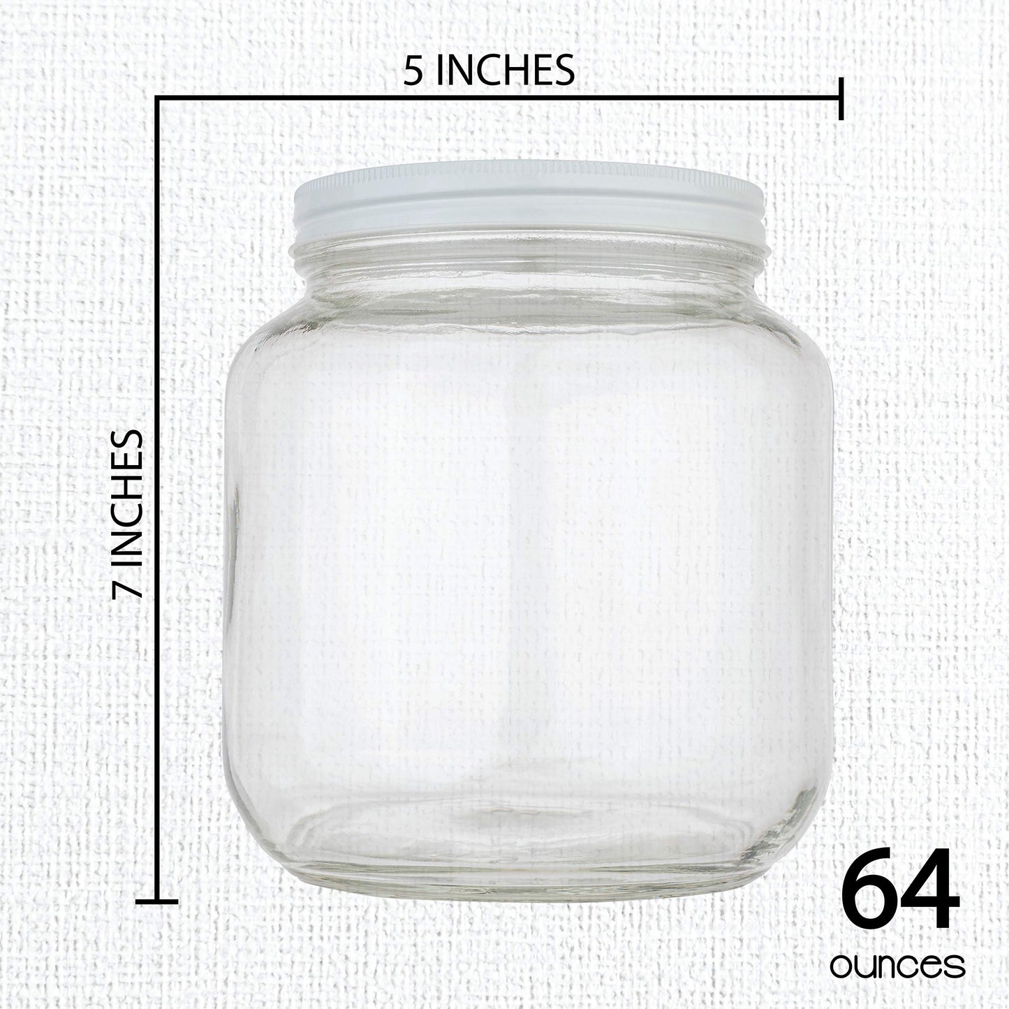 Kitchentoolz 64 oz Glass Mason Jars with Airtight Metal Lids (6 Pack)