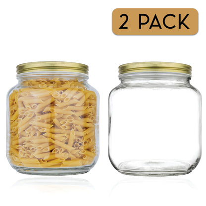 Kitchentoolz 64 oz Glass Mason Jars with Airtight Metal Lids (6 Pack)