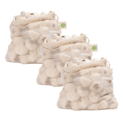 Reusable 100% Organic Cotton Mesh Produce Bags-Toxin-Free, Plastic-Free Double-Stitched