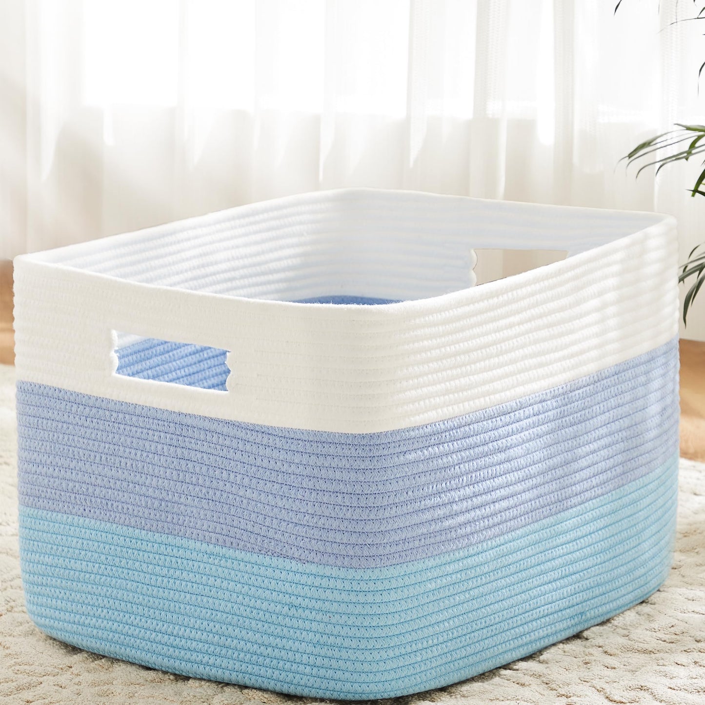 Artfeel 65L Rectangle Woven Natural Cotton Rope Storage Basket