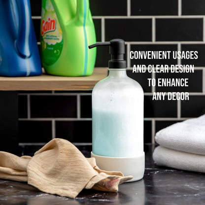 Kitchentoolz 32 oz Glass Pump Bottle with Stainless Steel Pump