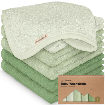 KeaBabies Bamboo Washcloths: 500GSM Ultra-Soft 6-Pack