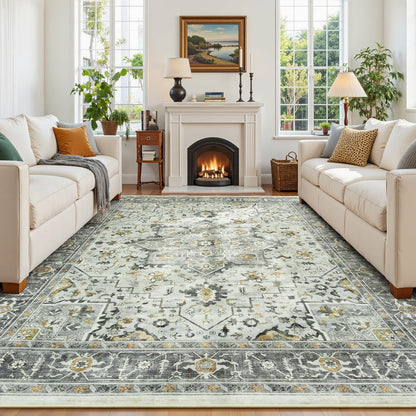 Vibrug Coastal Medallion OEKO-TEX Certified Washable Area Rug