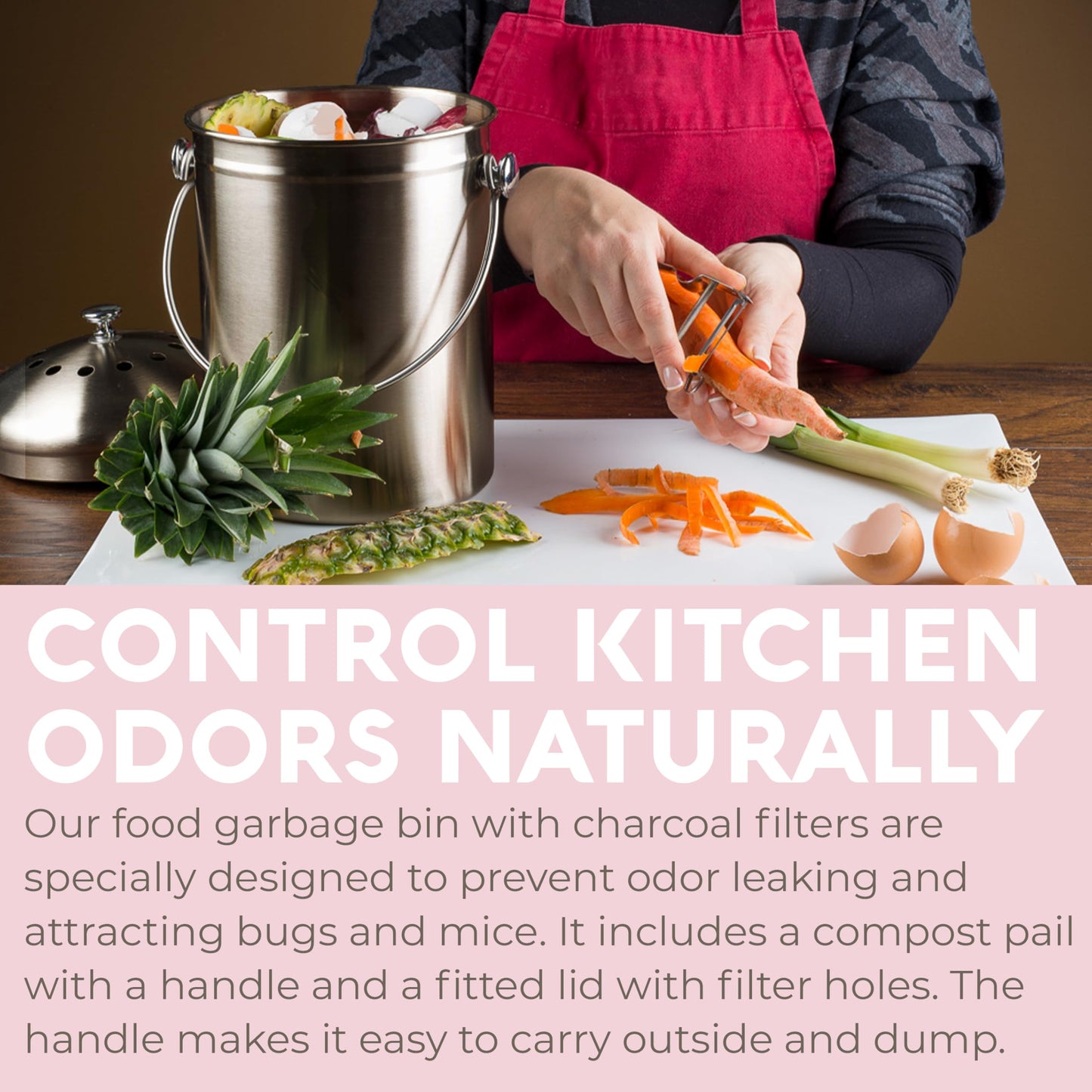 Odorless Indoor Composting: EPICA One-Piece Molded Stainless Bin