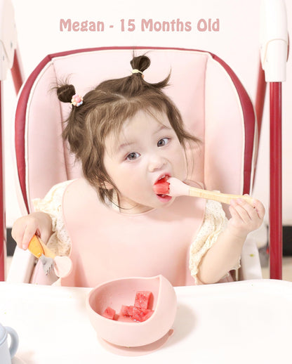 Ginbear 100% Plastic-Free Silicone & Natural Wood Toddler Flatware