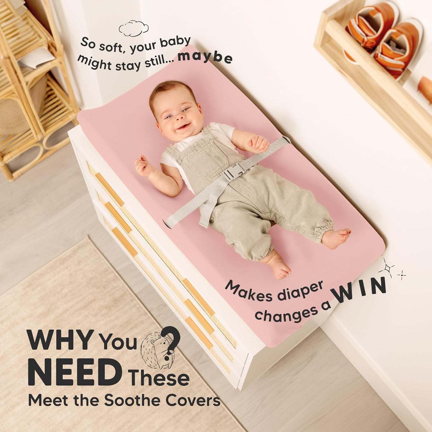 Soothe 100% GOTS-Certified Organic Cotton Changing Pad Covers (2-Pack)