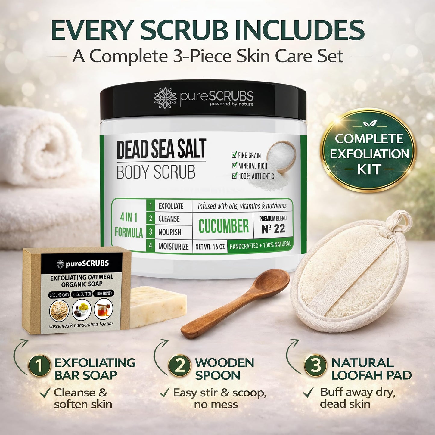 Fragrance-Free Dead Sea Salt Body Scrub, Organic Oils – pureSCRUBS Unscented