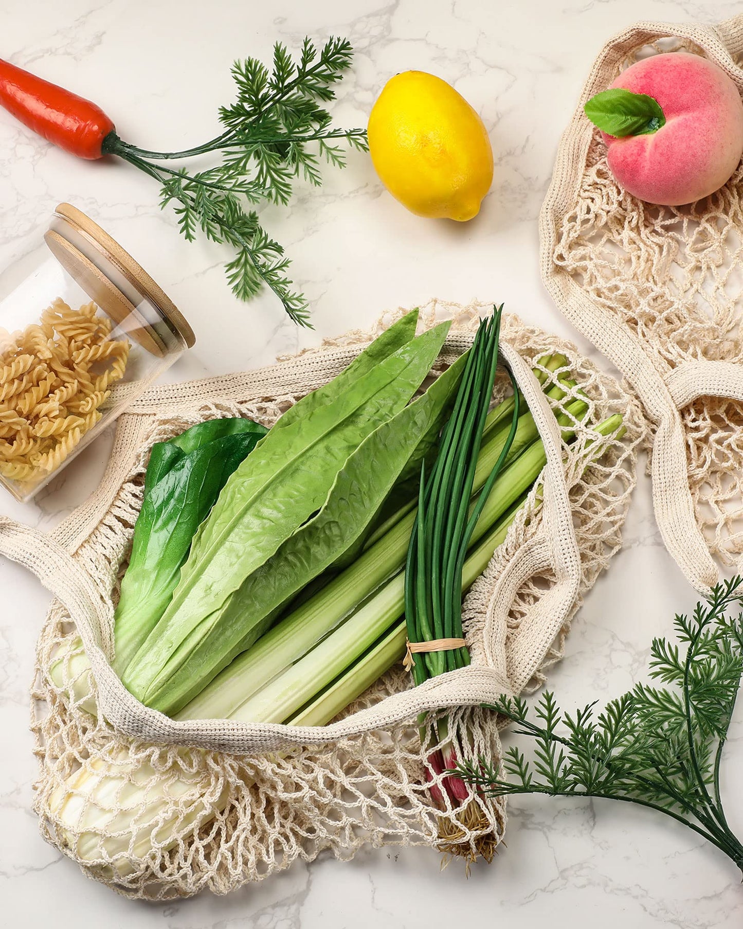 Eccliy 12-Piece Reusable Cotton Mesh Grocery and Produce Bags