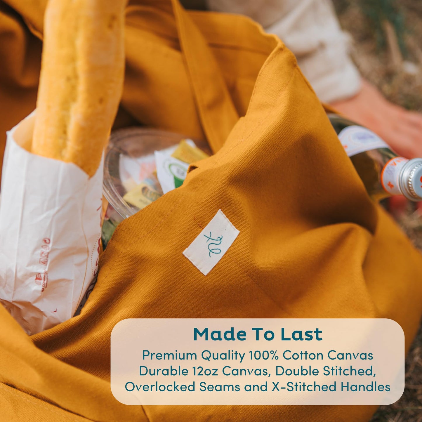 Nook Theory 3-Pack Reusable Cotton Canvas Grocery Bags (12 oz)