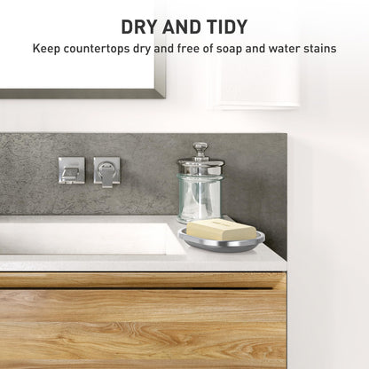 Stainless Steel Soap Dish with Drain Tray | TRUE Shift 304‑Grade Soap Saver