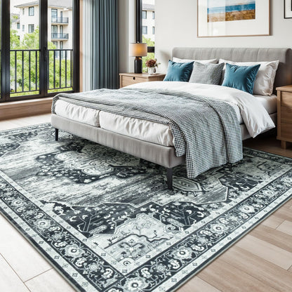 Vibrug Coastal Medallion OEKO-TEX Certified Washable Area Rug