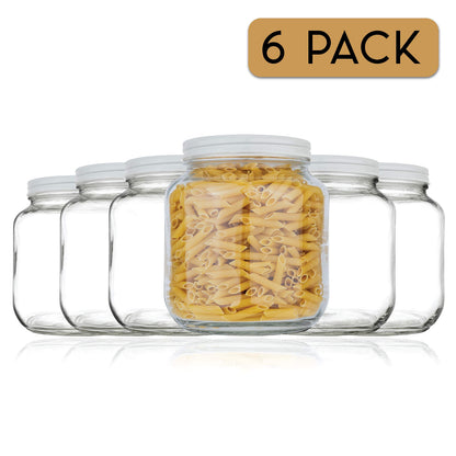 Kitchentoolz 64 oz Glass Mason Jars with Airtight Metal Lids (6 Pack)