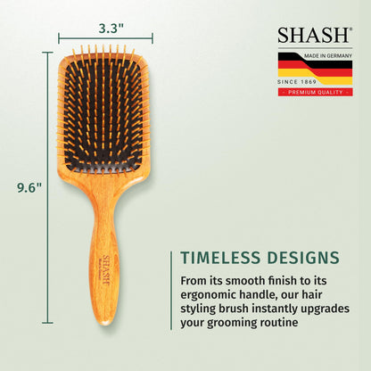 SHASH Made in Germany Wooden Paddle Brush: Eco-Sourced Wood
