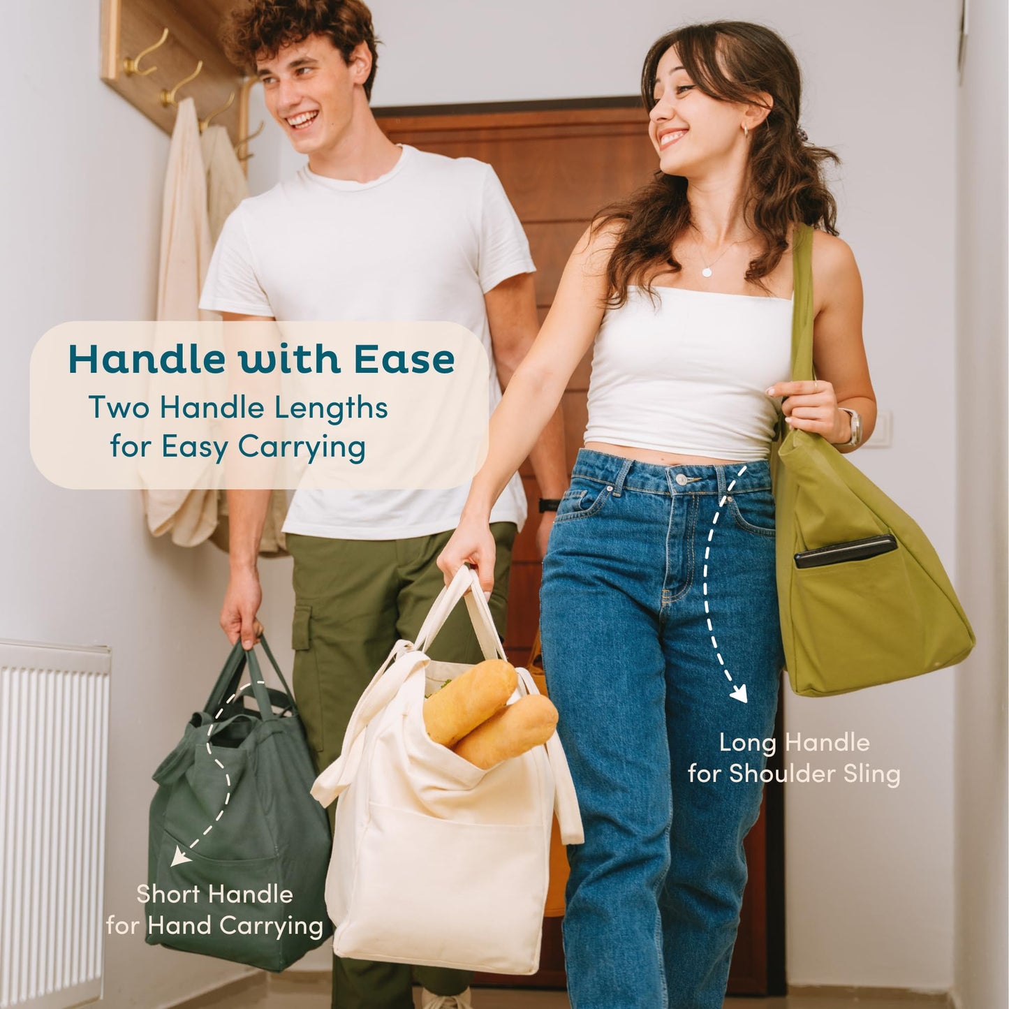 Nook Theory 3-Pack Reusable Cotton Canvas Grocery Bags (12 oz)