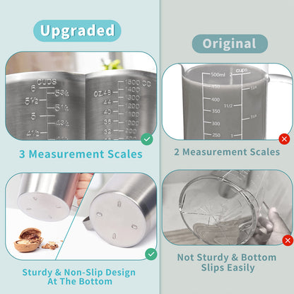 Newness Stainless Steel Measuring Cup with Triple Measurement Scales