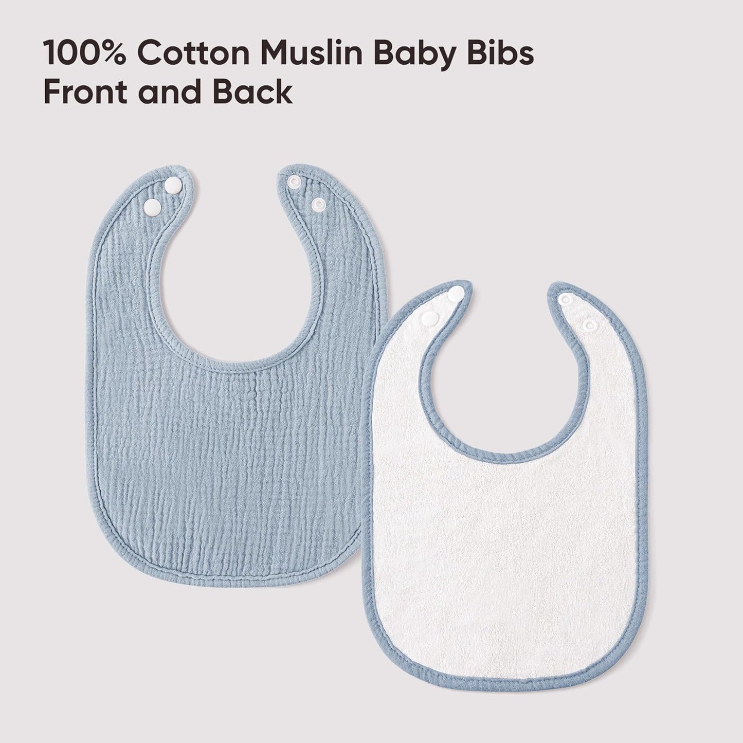 Bearmoss 100% Cotton Square Muslin Baby Drool Bibs (8-Pack)