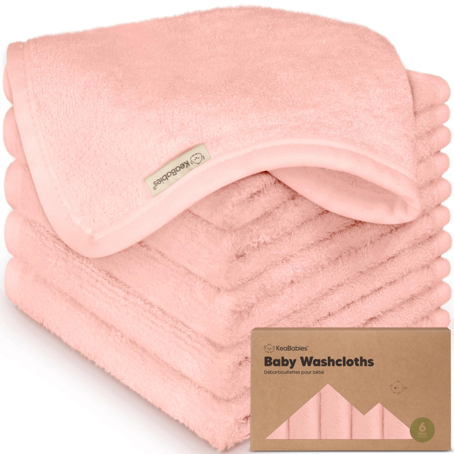 KeaBabies Bamboo Washcloths: 500GSM Ultra-Soft 6-Pack