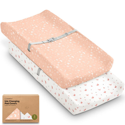 Soothe 100% GOTS-Certified Organic Cotton Changing Pad Covers (2-Pack)