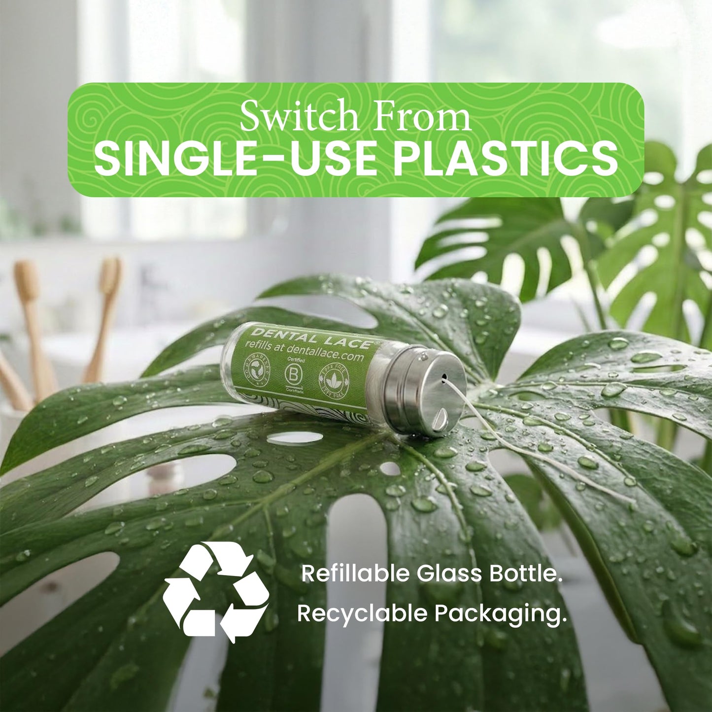 Refillable Silk Dental Floss, PFAS-Free, Glass Container – Dental Lace