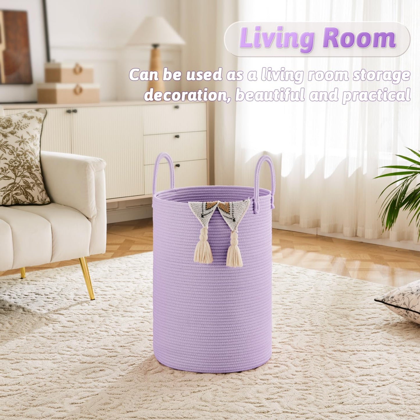 Artfeel 60L Handwoven Natural Cotton Rope Laundry Hamper