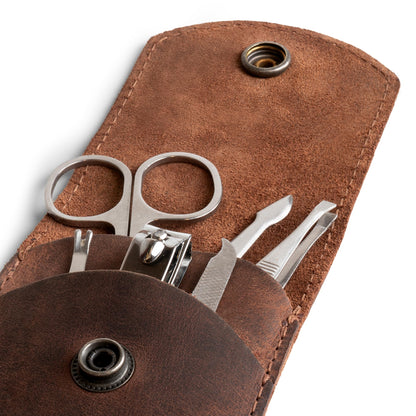 Hide & Drink Full-Grain Leather Double Nail Clipper Case: Handmade