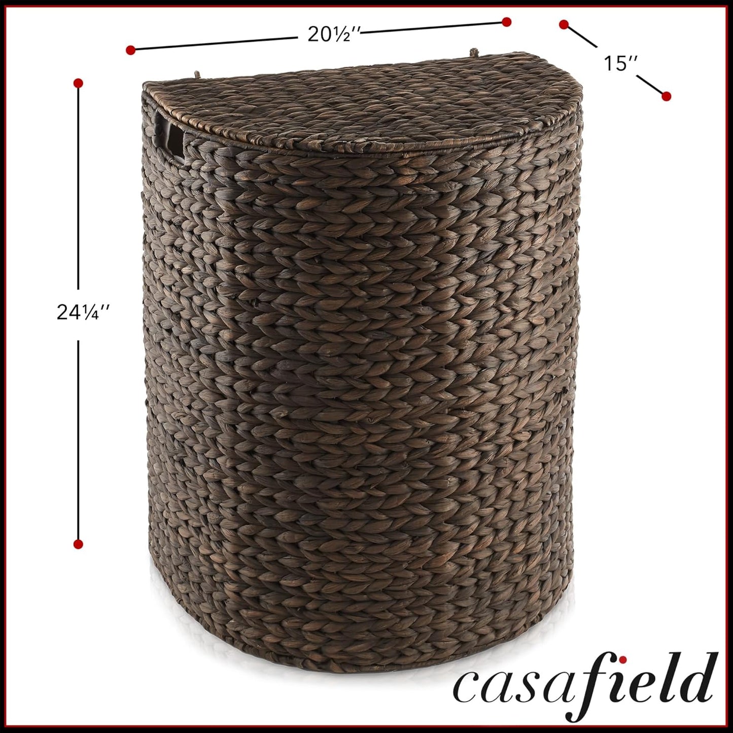 Casafield Handwoven Sustainable Water Hyacinth Half Moon Laundry Hamper