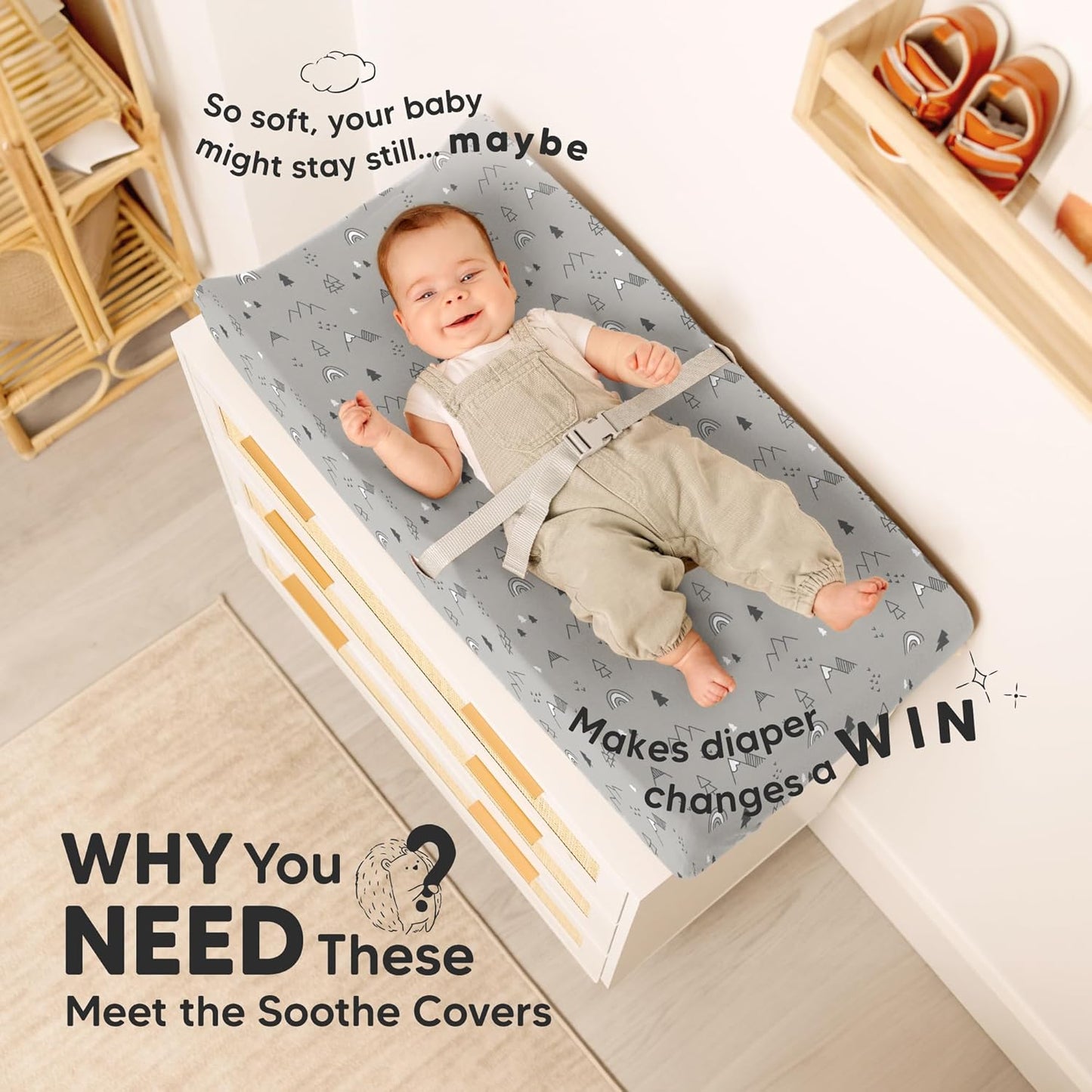 Soothe 100% GOTS-Certified Organic Cotton Changing Pad Covers (2-Pack)