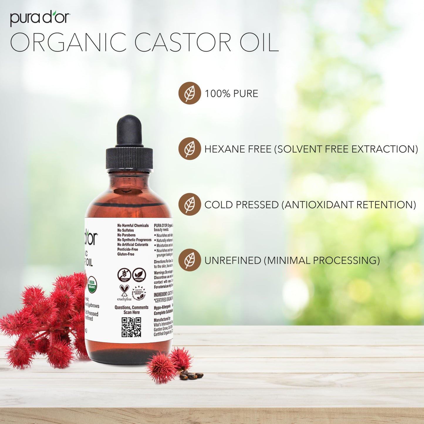 USDA Certified Organic Rosehip Seed Oil, 100% Pure Cold-Pressed – Pura D'or
