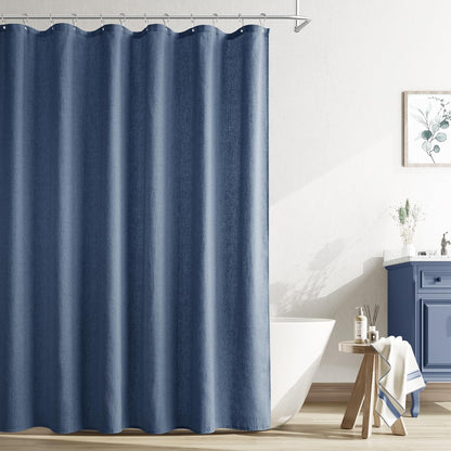 Naturoom Weighted Natural Flax Linen Shower Curtain Set