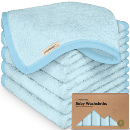 KeaBabies Bamboo Washcloths: 500GSM Ultra-Soft 6-Pack