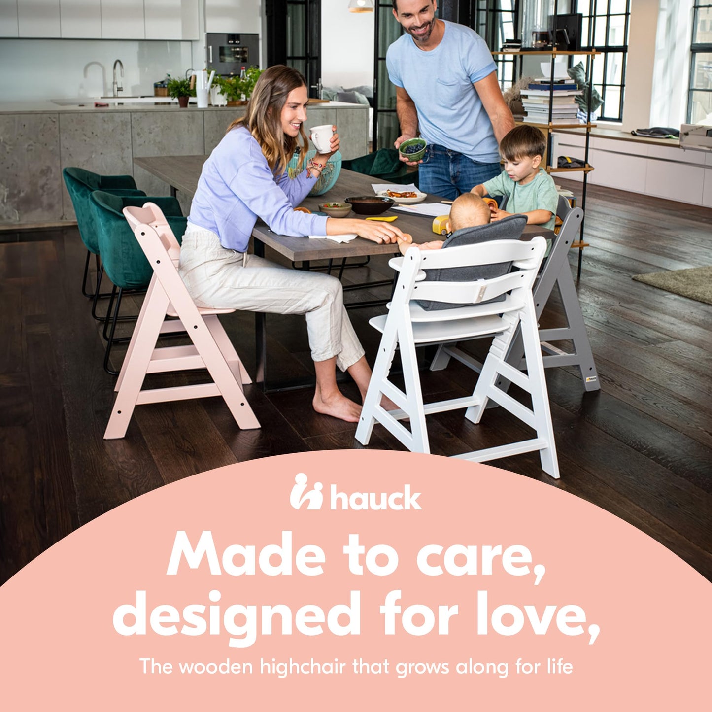 hauck Alpha+ Solid European Beechwood Grow-Along Highchair